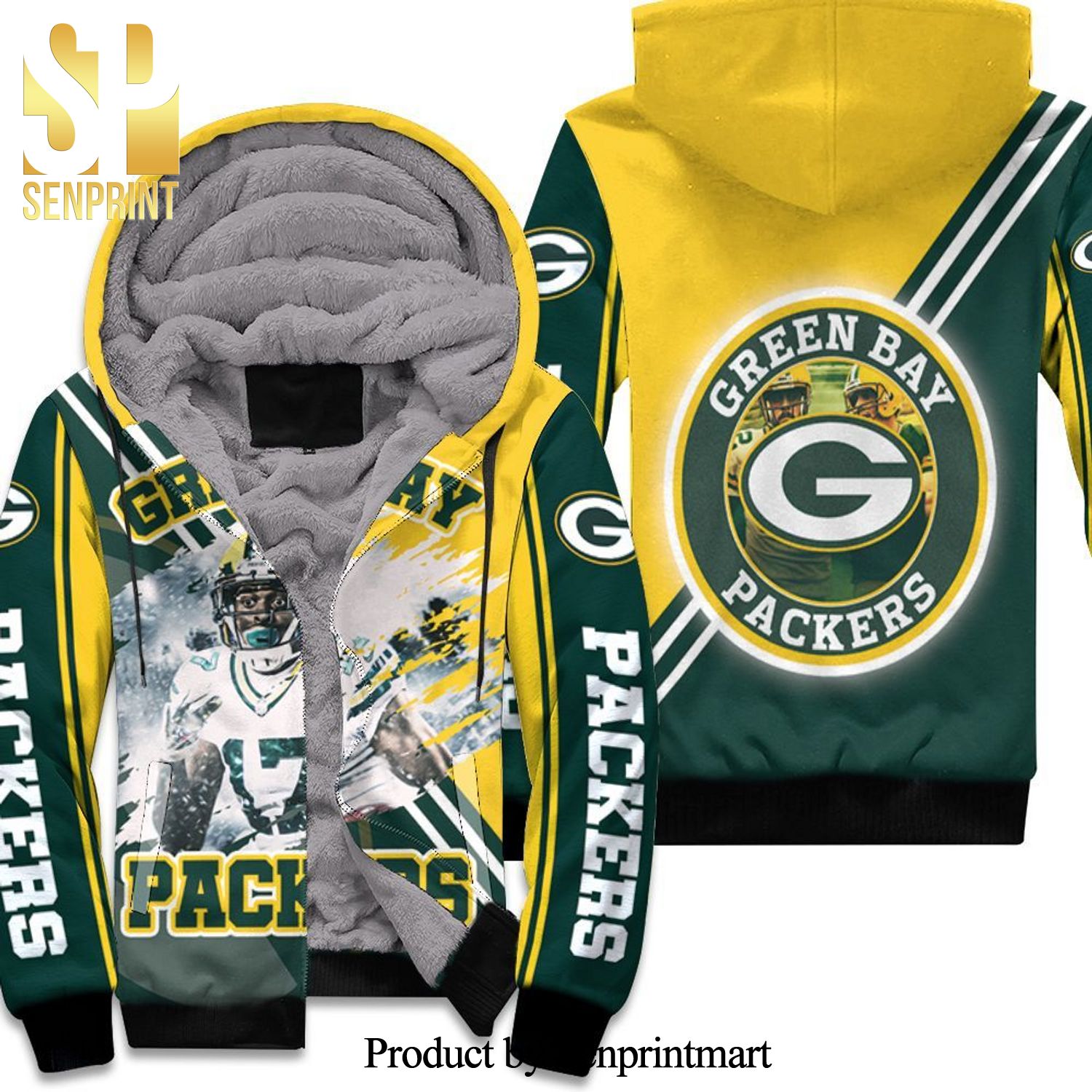 Davante Adams 17 Green Bay Packers Cool Version Full Print Unisex Fleece Hoodie