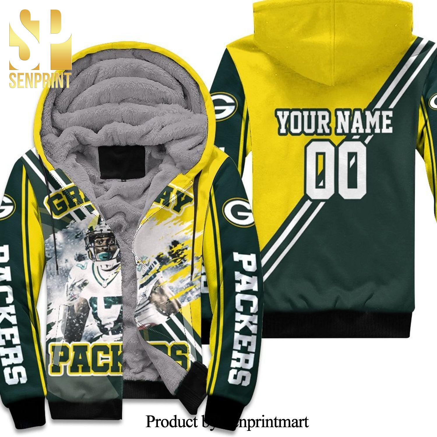 Davante Adams 17 Green Bay Packersposter Personalized New Fashion Full Printed Unisex Fleece Hoodie