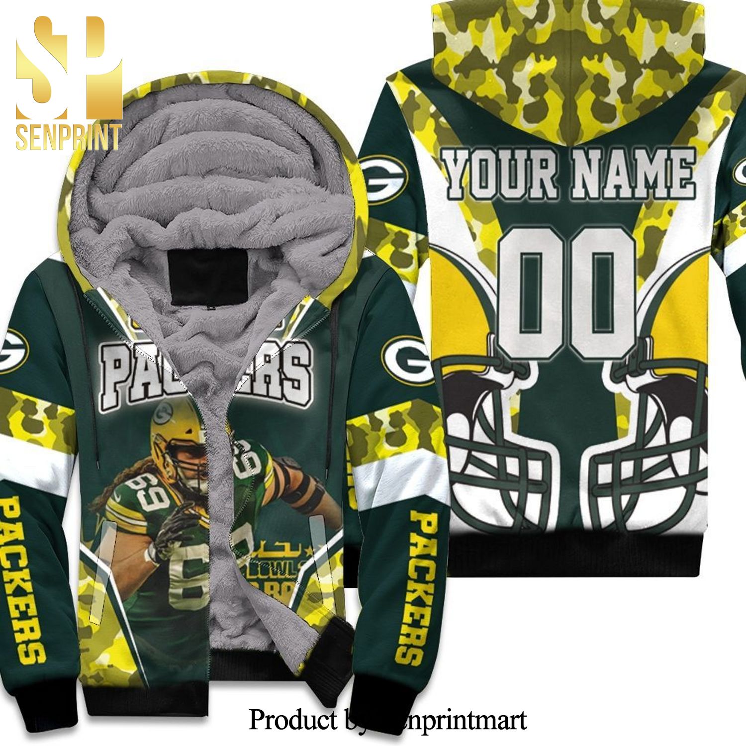 David Bakhtiari 69 Green Bay Packers NFC North Champions Super Bowl Personalized Hot Version All Over Printed Unisex Fleece Hoodie