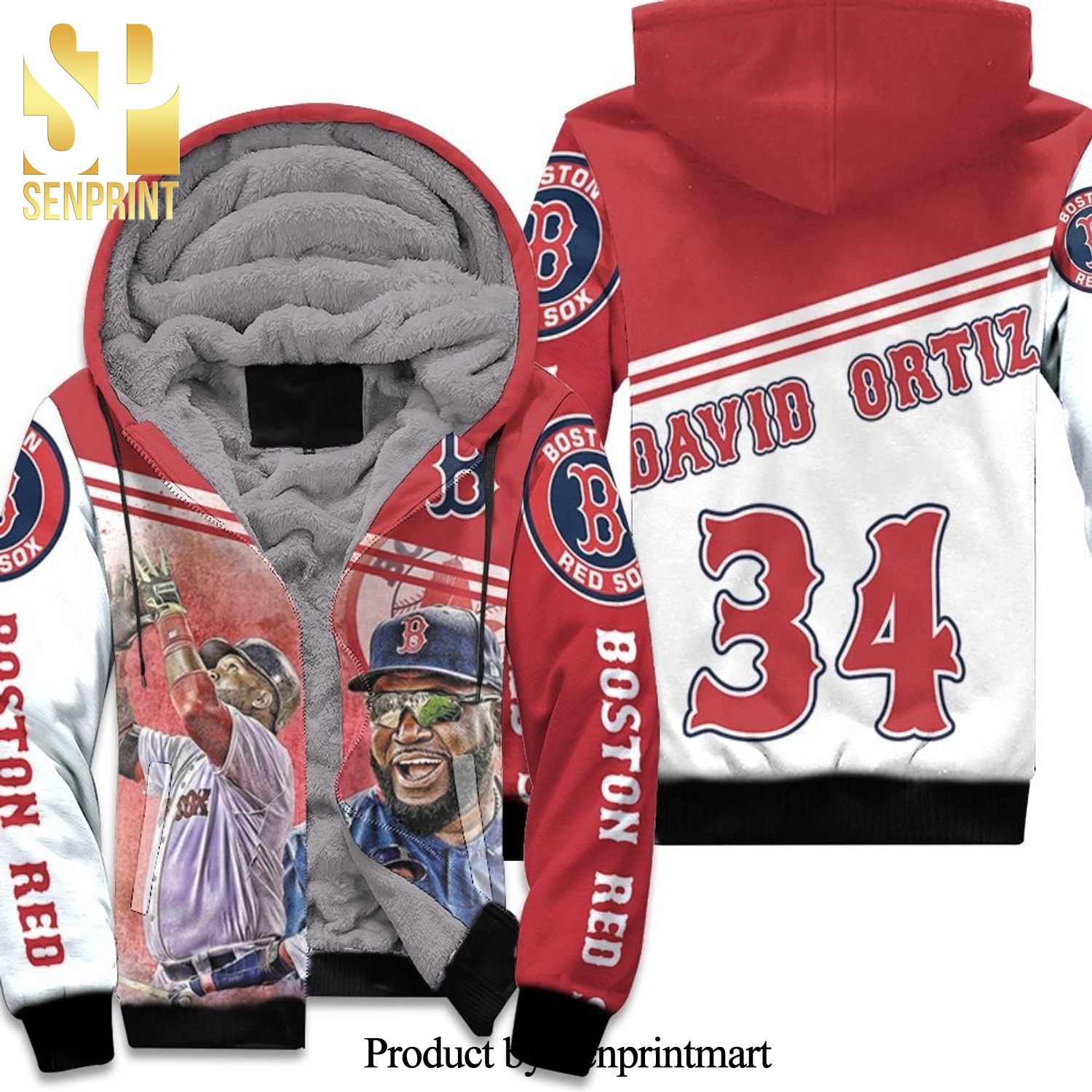 David Ortiz 34 Boston Red Sox Best Outfit 3D Unisex Fleece Hoodie