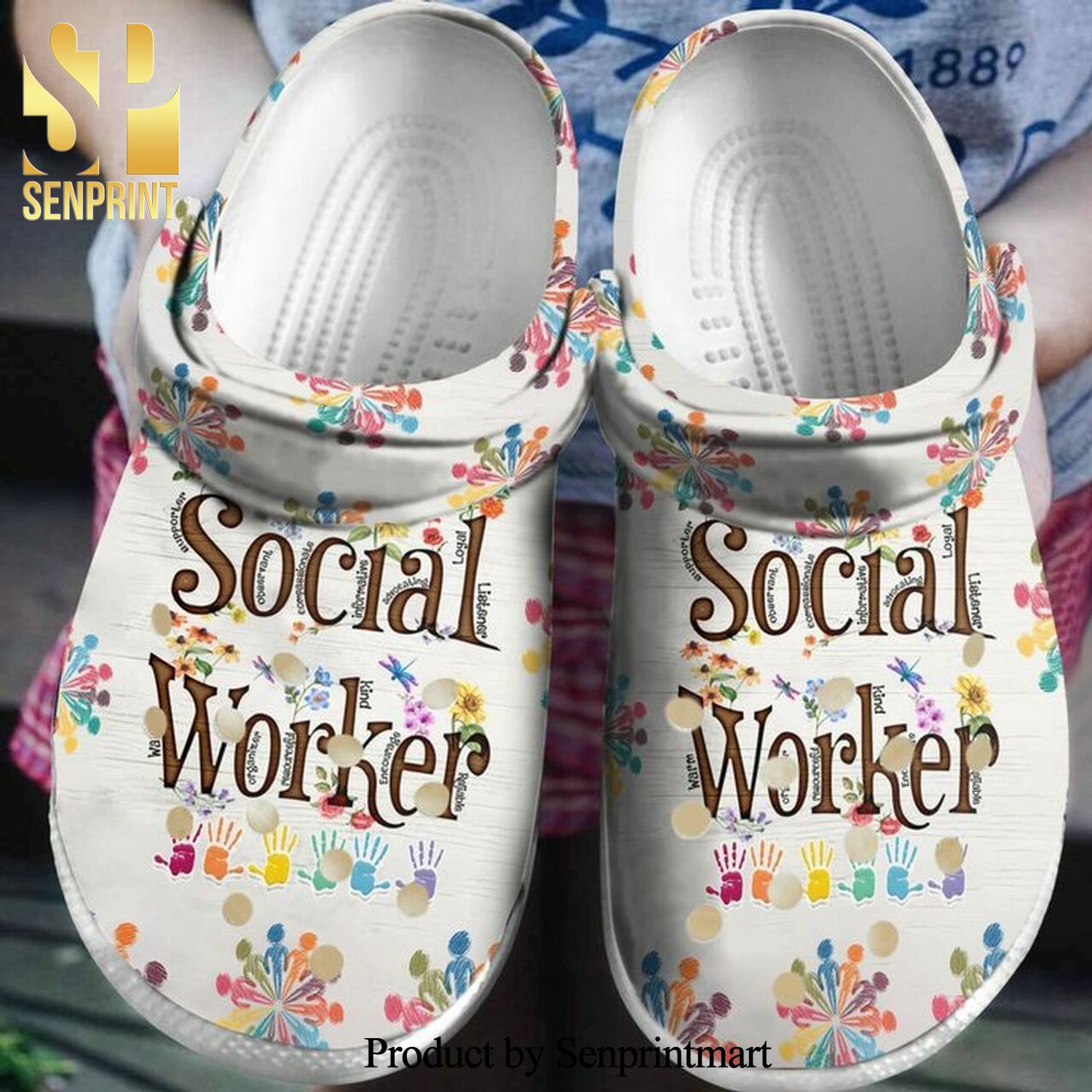 Social Worker Floral 102 Gift For Lover Full Printing Crocs Crocband Adult Clogs