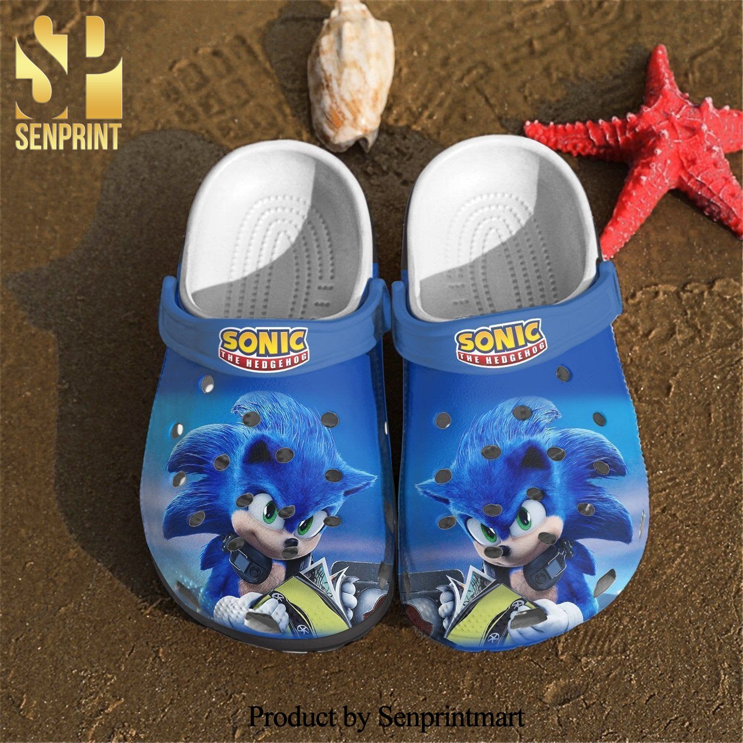 Sonic Cartoon Crocs Gift For Fan Classic Water Full Printing Crocs Crocband Adult Clogs