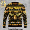 Bee Merry Chirtmas Gifts Full Printing Wool Knitted Ugly Christmas Sweater