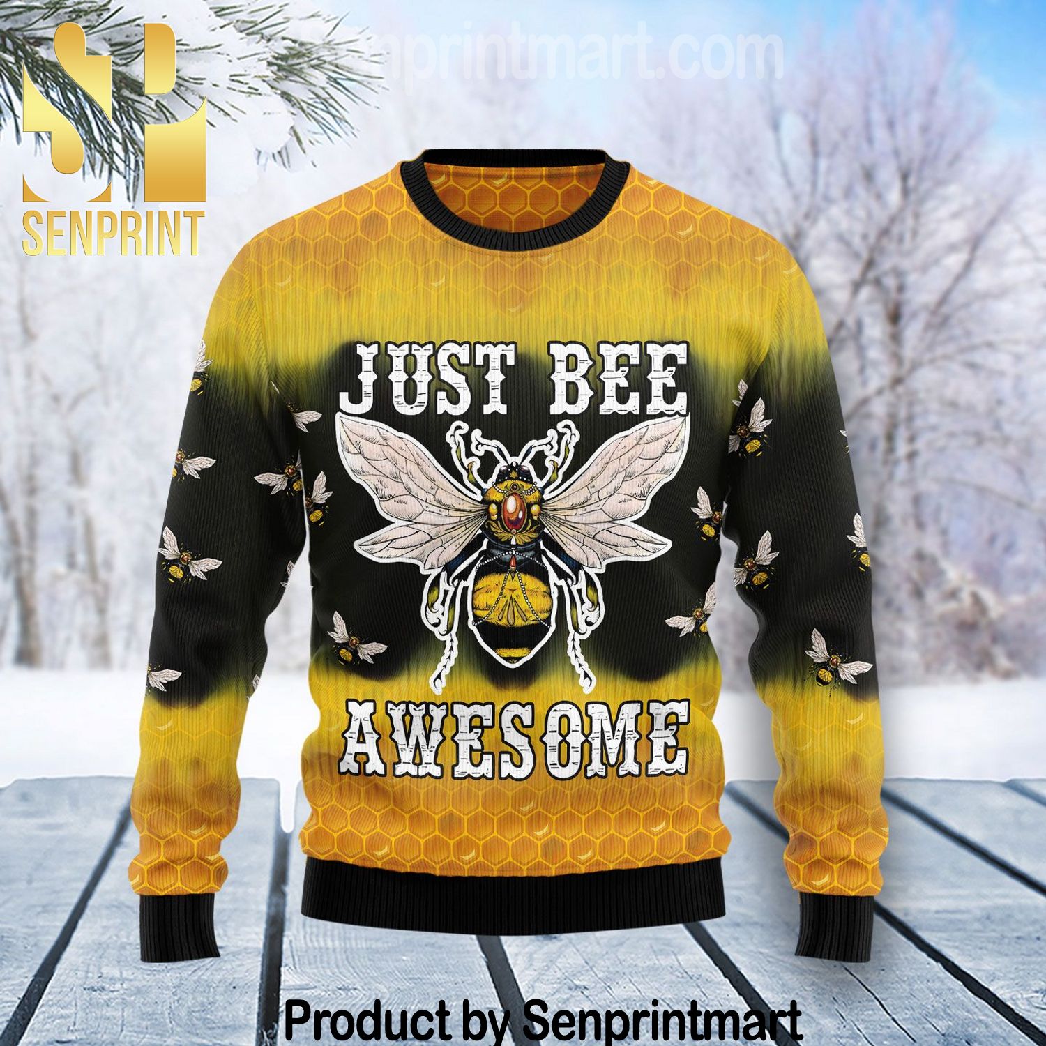 Bee Tie Dye Chirtmas Time Wool Knitted Ugly Sweater