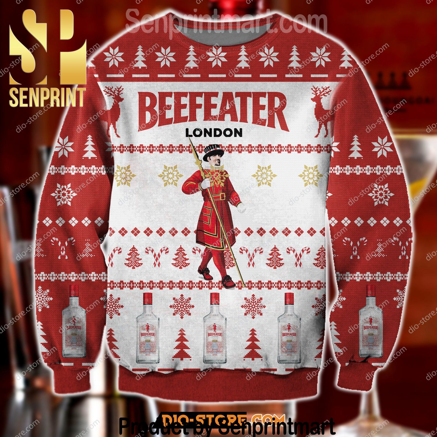 Beefeater London Dry Gin Full Printed Ugly Wool Sweater