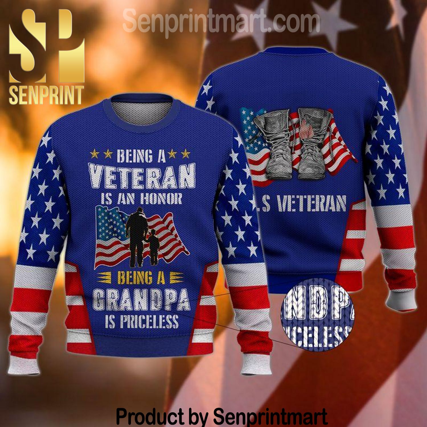 Being A Veteran Is An Honor Chirtmas Time Wool Knitted Ugly Sweater