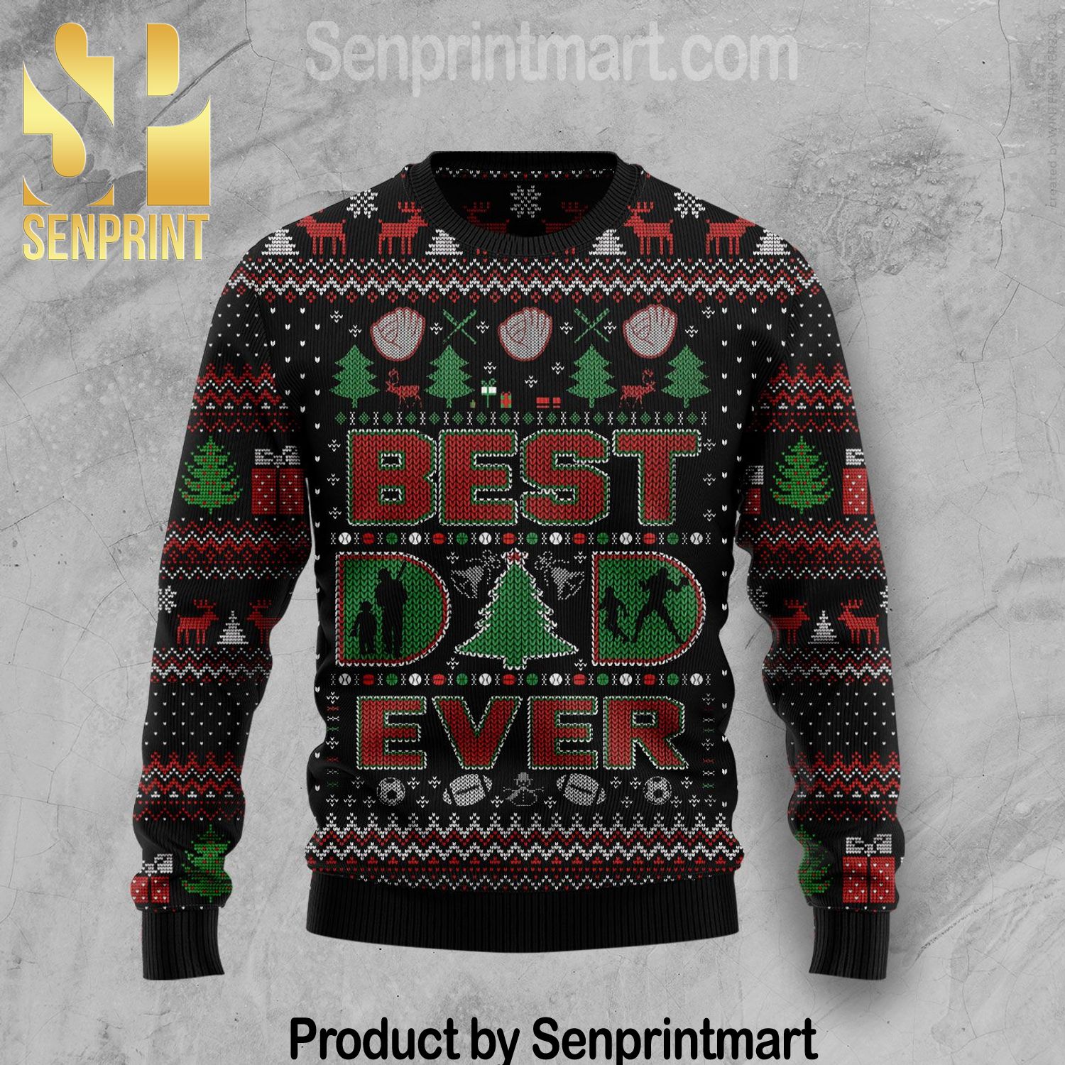 Best Dad Ever Gift Ideas Wool Knitted Pattern Ugly Sweater