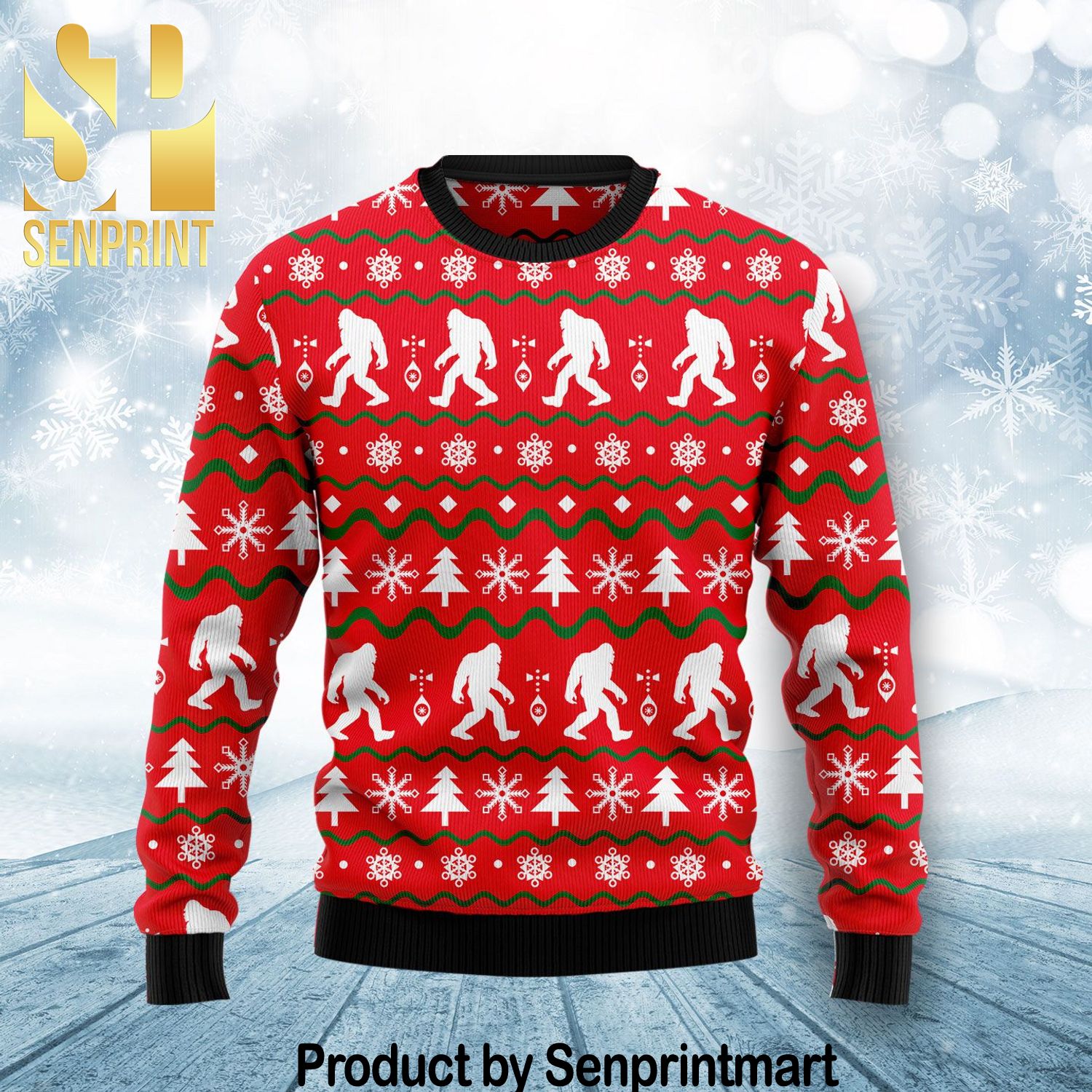 Bigfoot 3D Holiday Knit Sweater