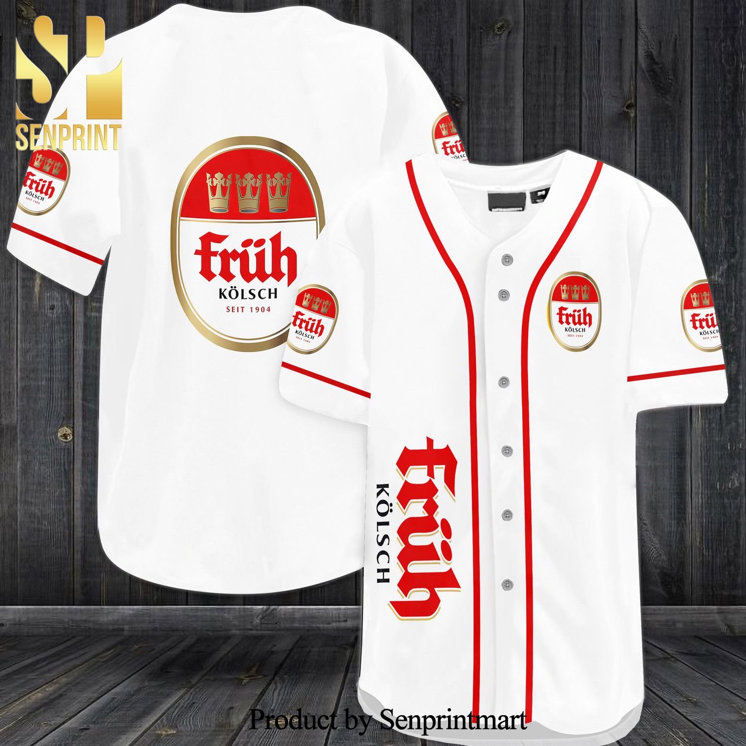 Fruh Kolsch All Over Print Baseball Jersey – White