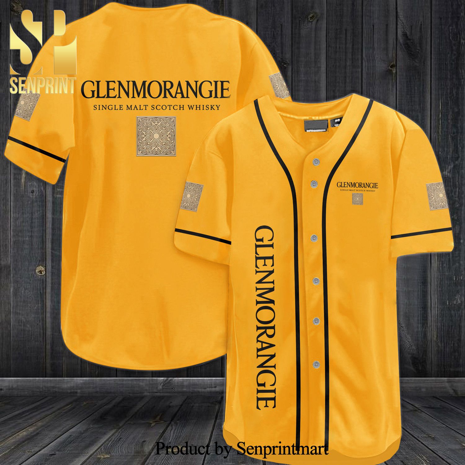 Glenmorangie Single Malt Scotch Whiskey All Over Print Baseball Jersey – Yellow