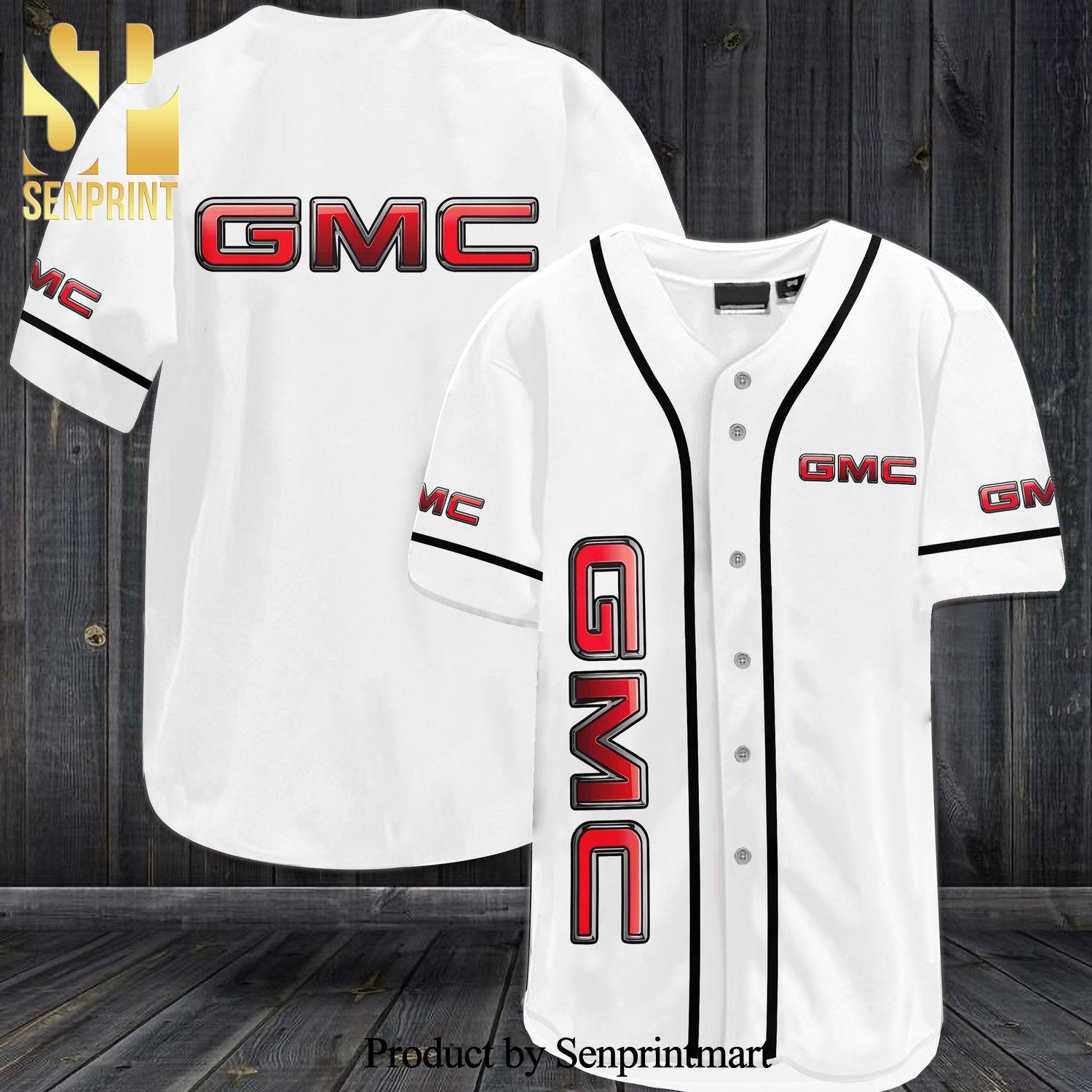 GMC All Over Print Baseball Jersey White