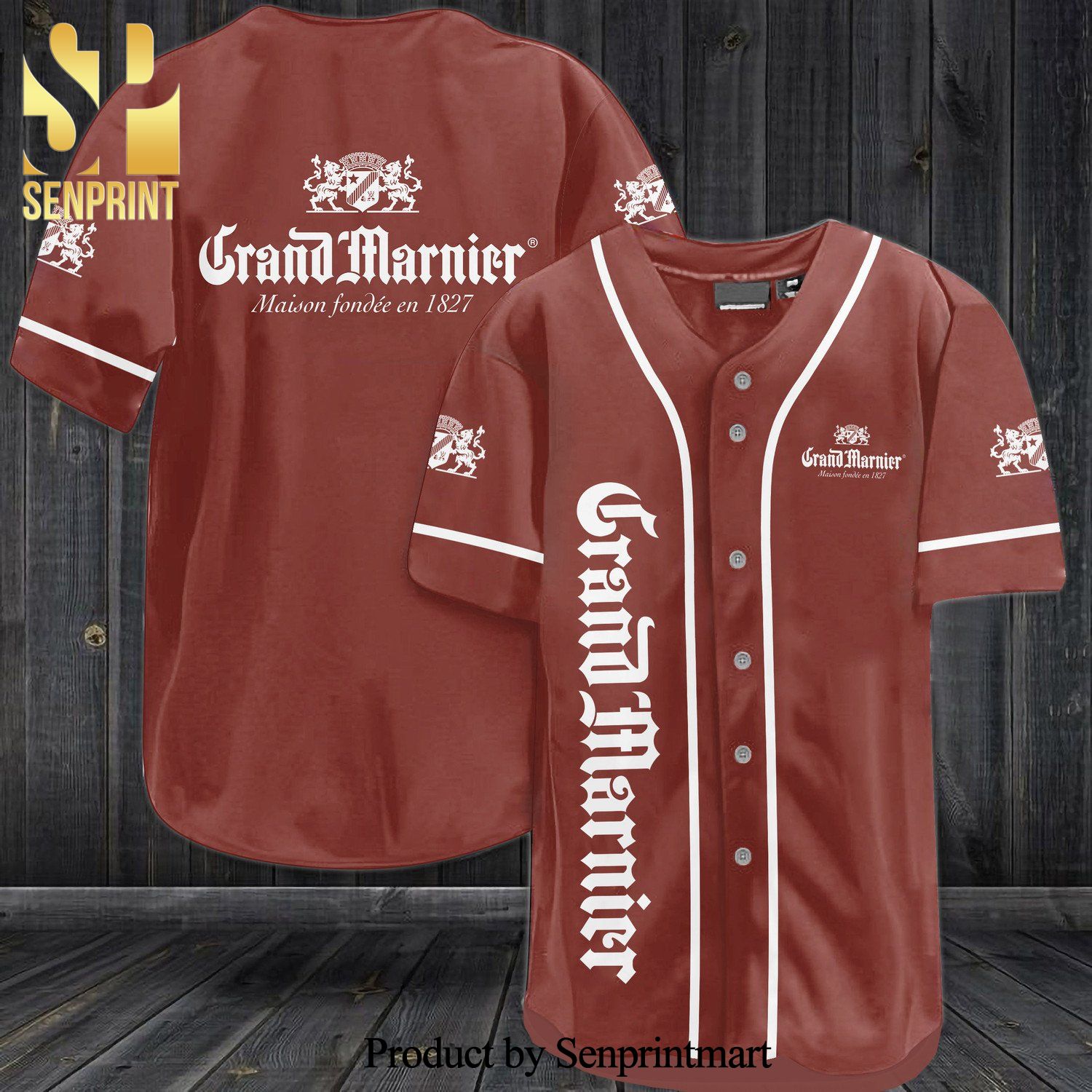 Grand Marnier All Over Print Unisex Baseball Jersey – Brown