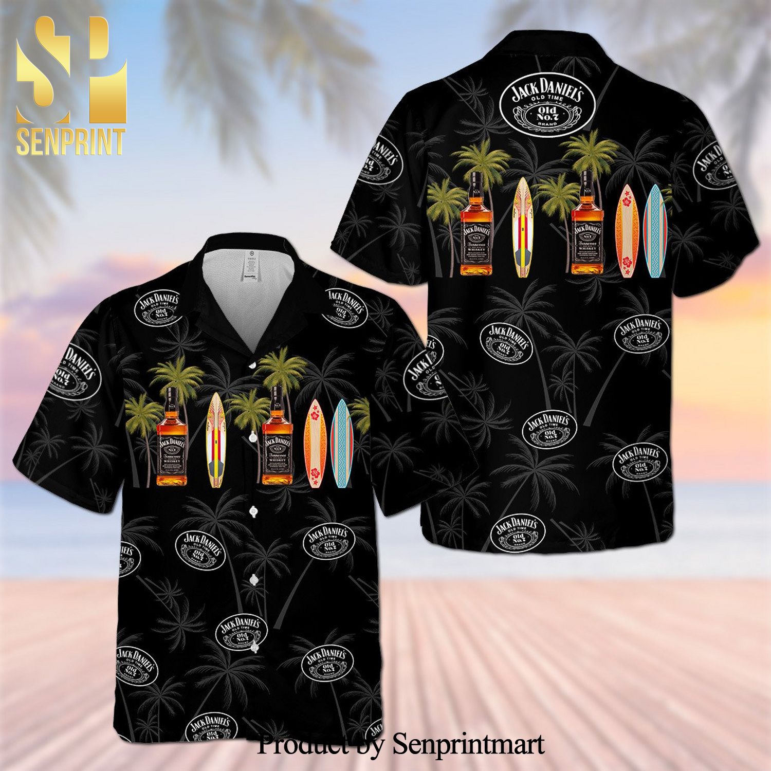 Jack Daniel’s Whiskey Full Printing Hawaiian Shirt – Black – HB21