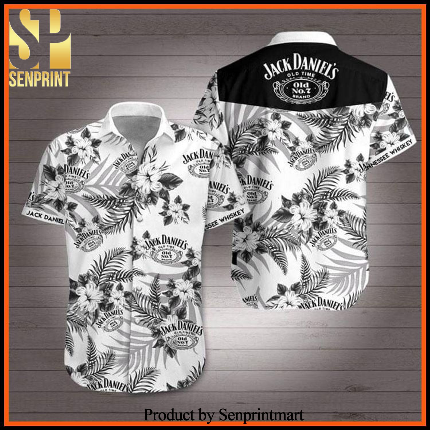 Jack Daniel’s Whiskey Full Printing Hawaiian Shirt – White