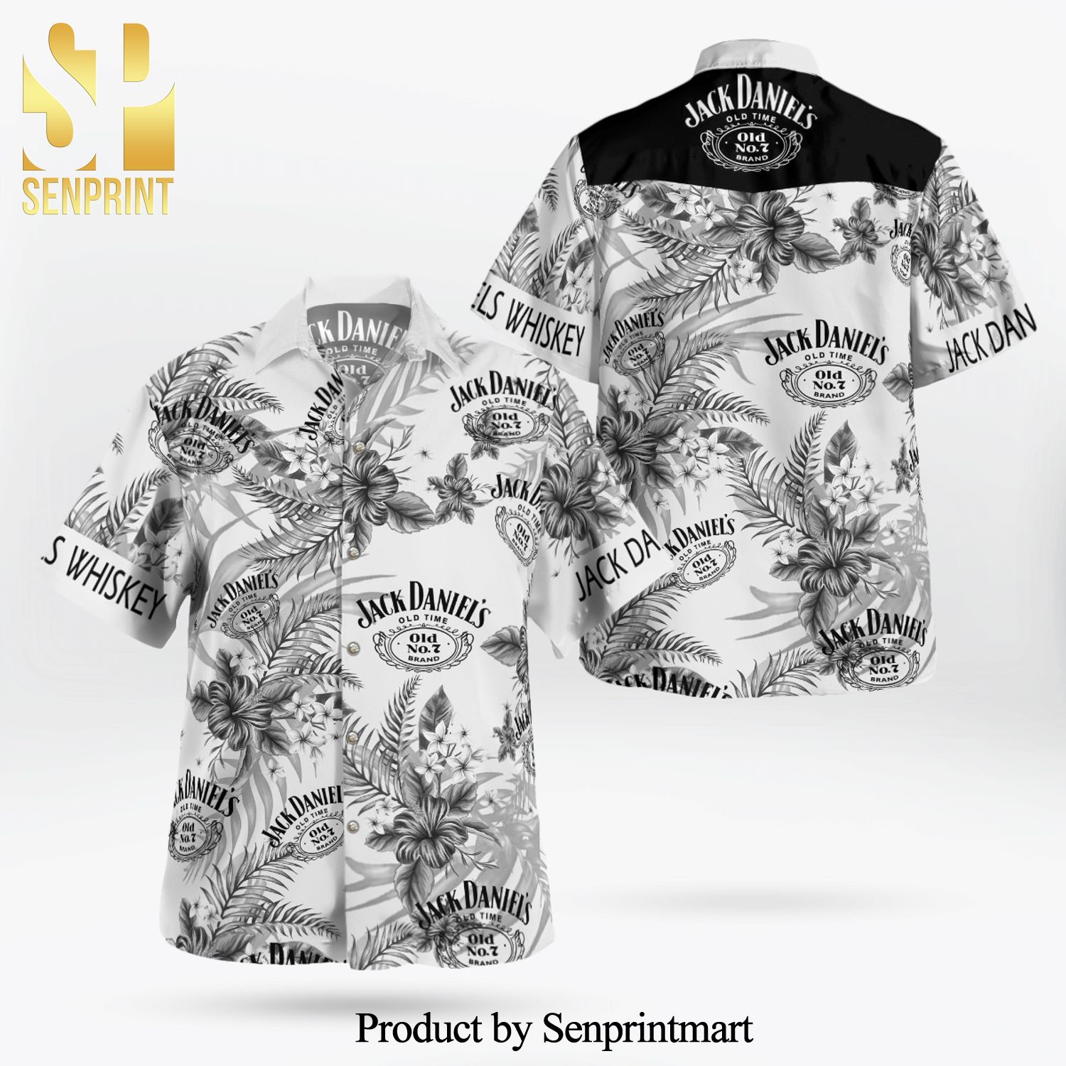 Jack Daniel’s Whiskey Full Printing Hawaiian Shirt – White – K151