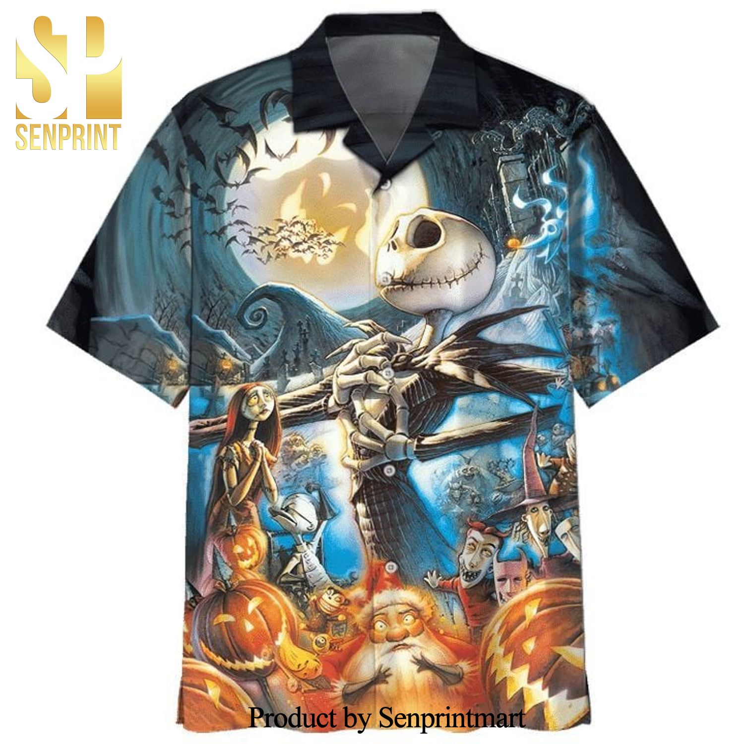 Jack Skellington And Sally Happy Halloween Full Printing Hawaiian Shirt