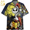 Jack Skellington Green Floral Full Printing Unisex Hawaiian Shirt And Beach Short