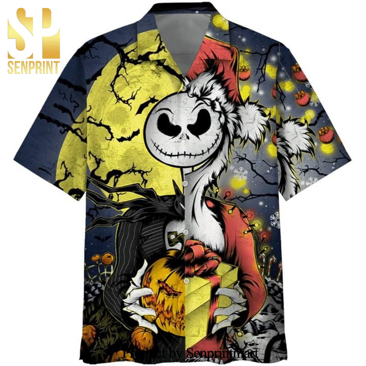 Jack Skellington Halloween And Christmas Full Printing Hawaiian Shirt