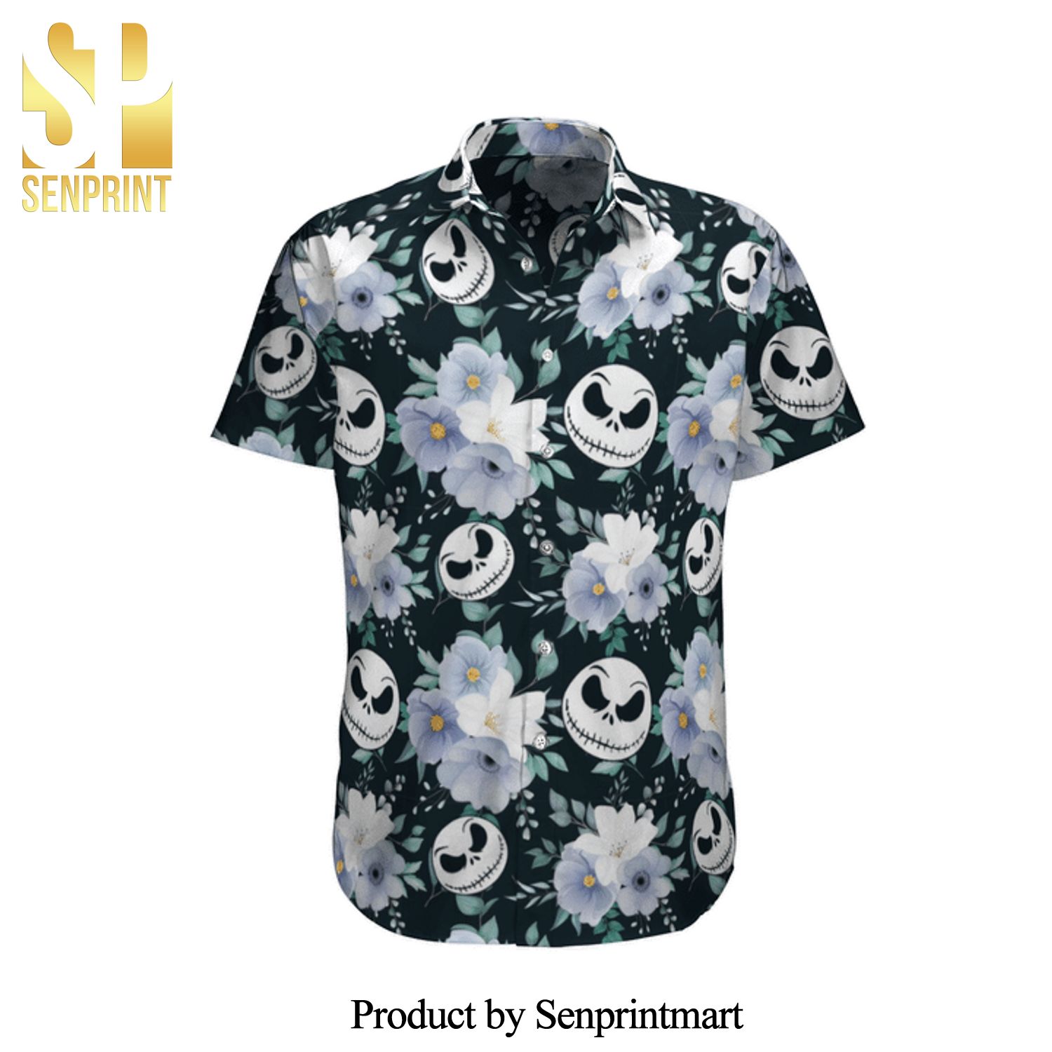 Jack Skellington Nightmare Before Christmas Floral Pattern Full Printing Hawaiian Shirt