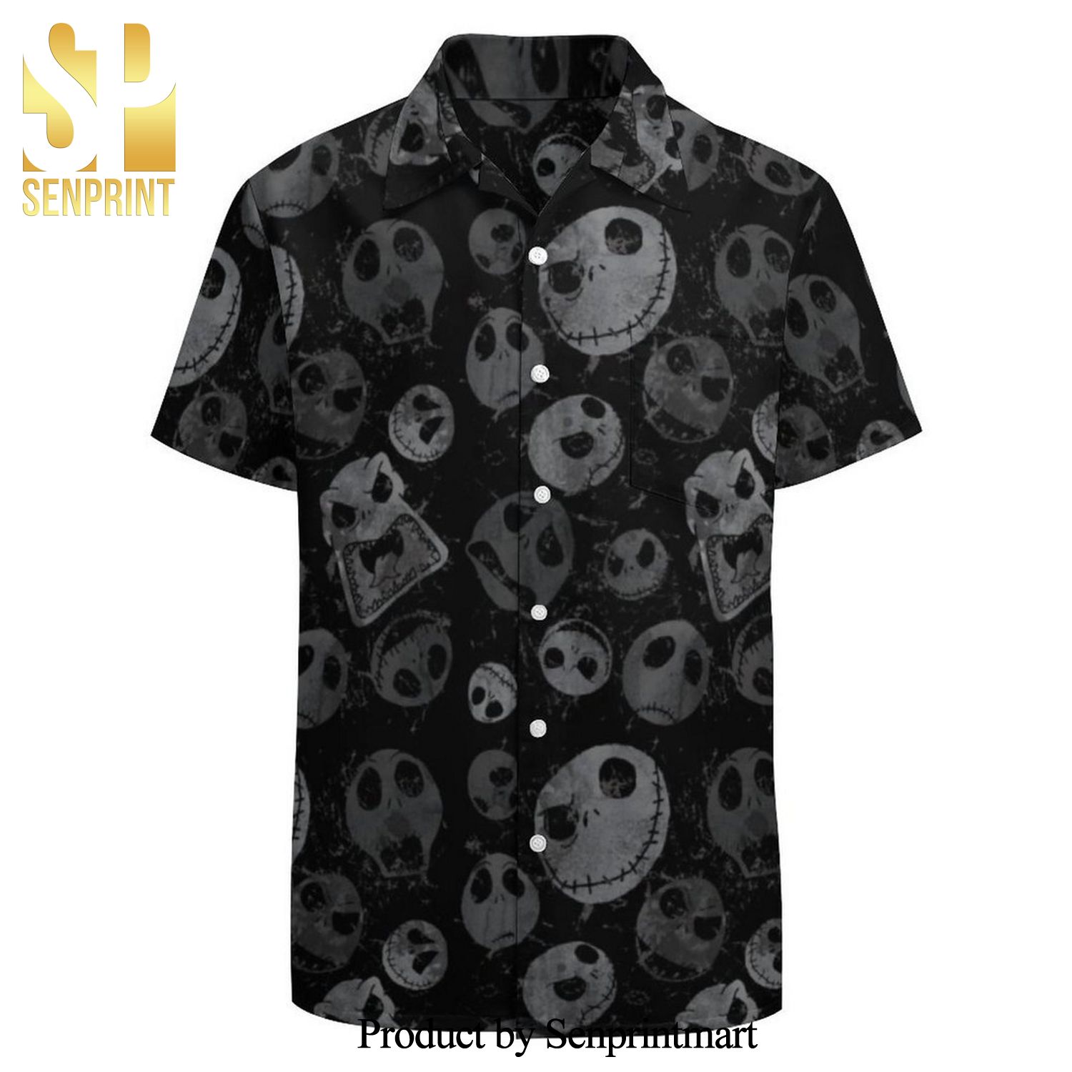 Jack Skellington Smoky Emotions Pattern Full Printing Hawaiian Shirt – Black