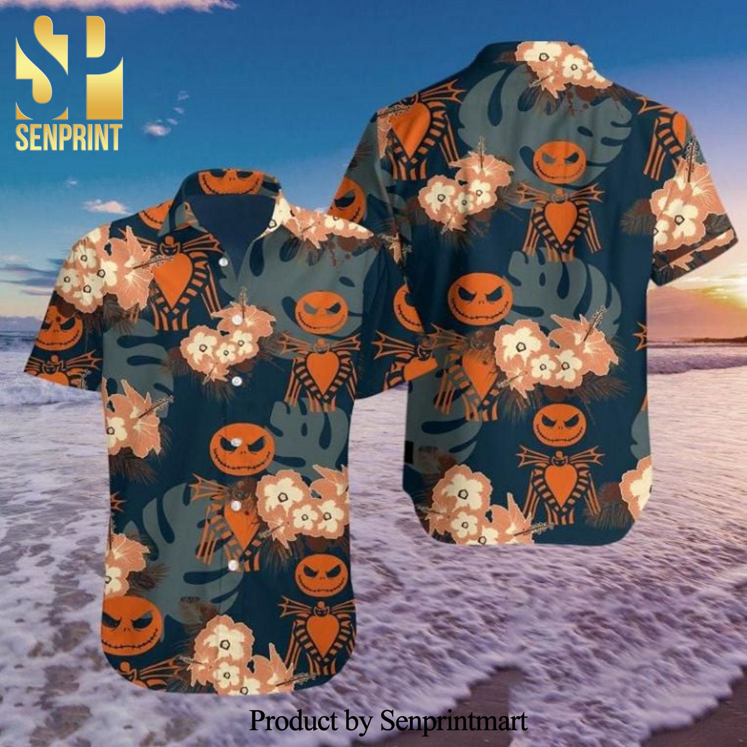 Jack Skellington Tropical Pattern Full Printing Hawaiian Shirt