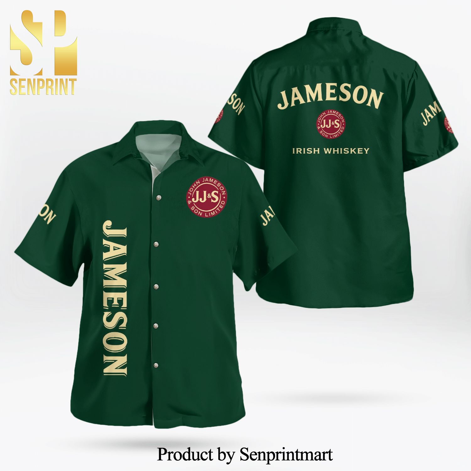 Jameson Irish Whiskey 3D Full Printing Hawaiian Shirt – Dark Green