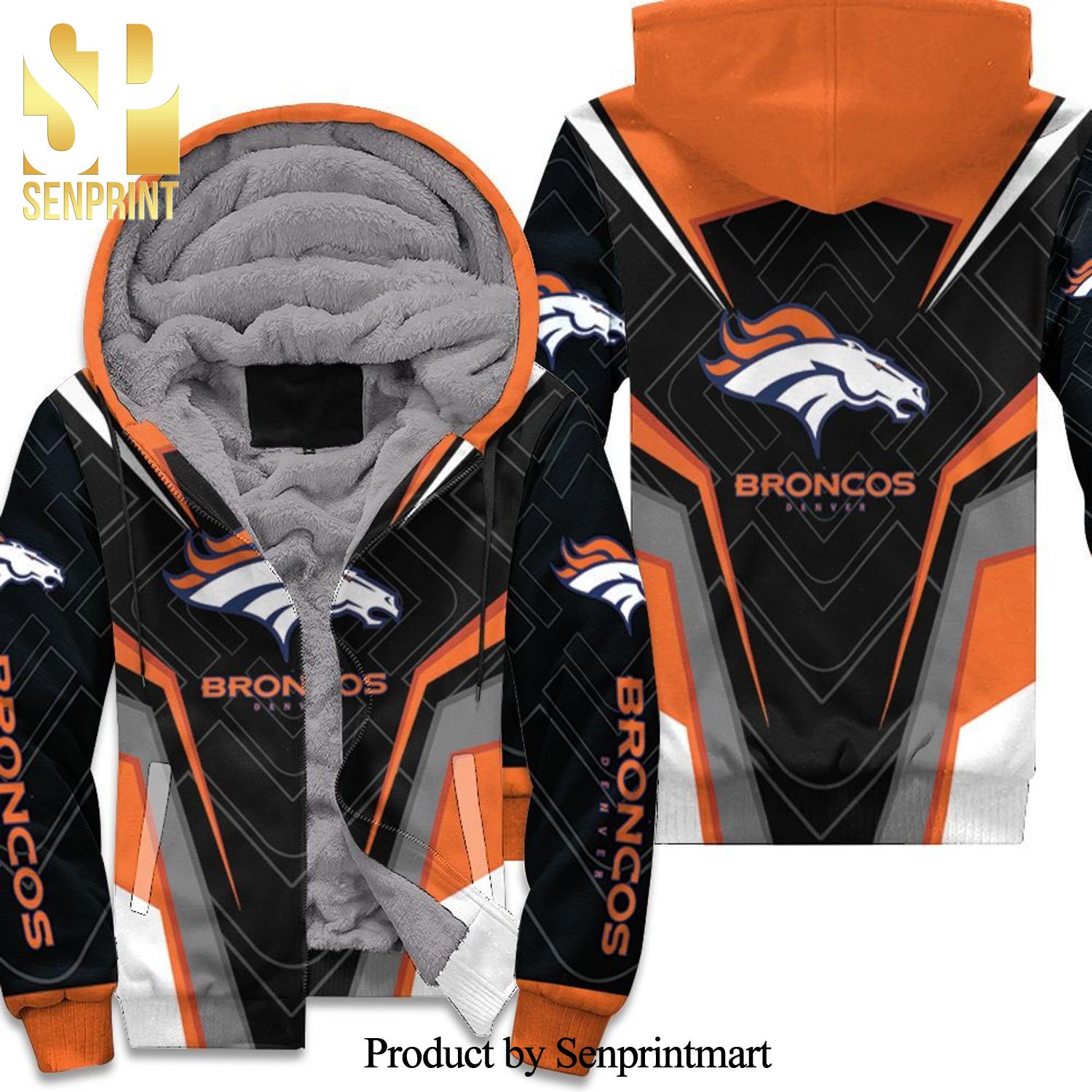 Denver Broncos Hoddie All Printed Hot Version Unisex Fleece Hoodie