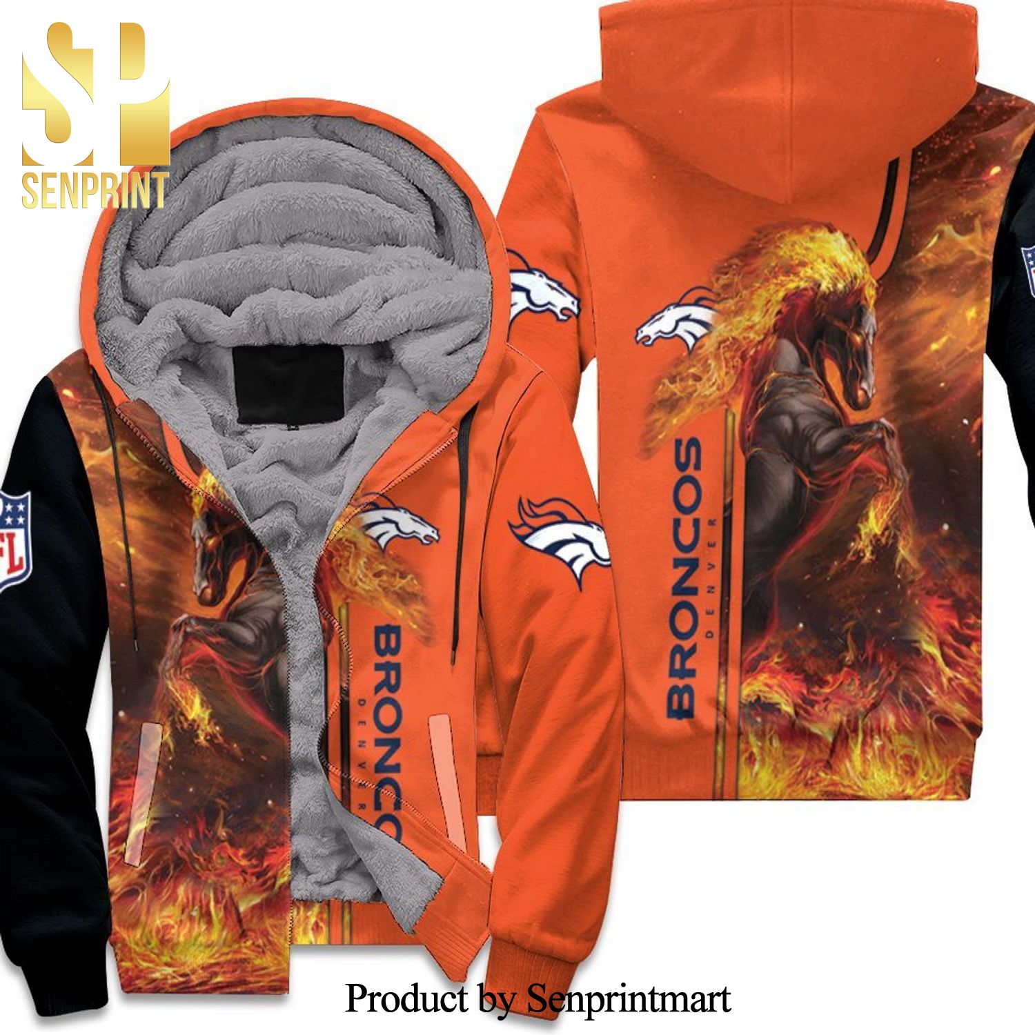 Denver Broncos Horse Nfl Fan Best Outfit Unisex Fleece Hoodie