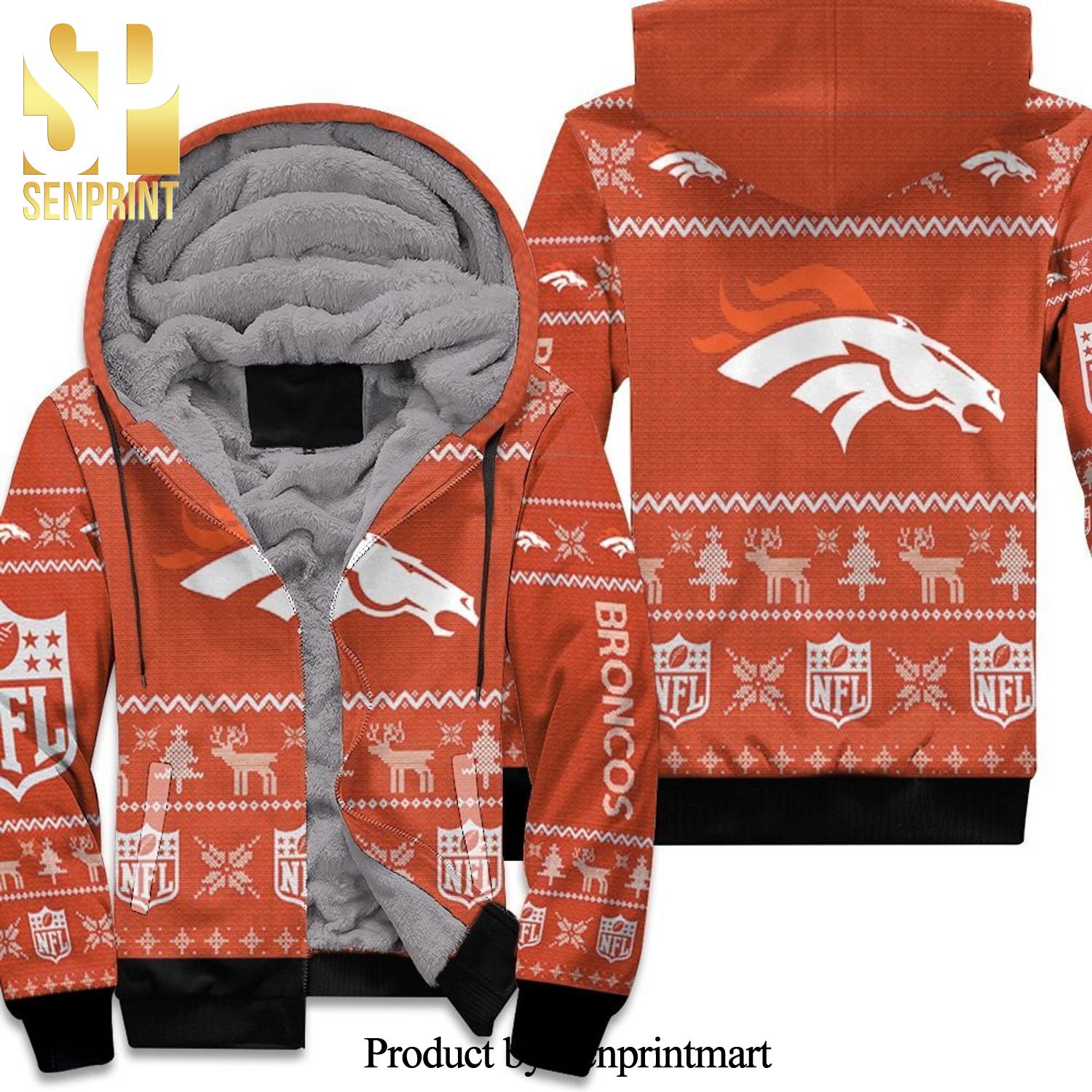 Denver Broncos Nfl High Fashion Unisex Fleece Hoodie