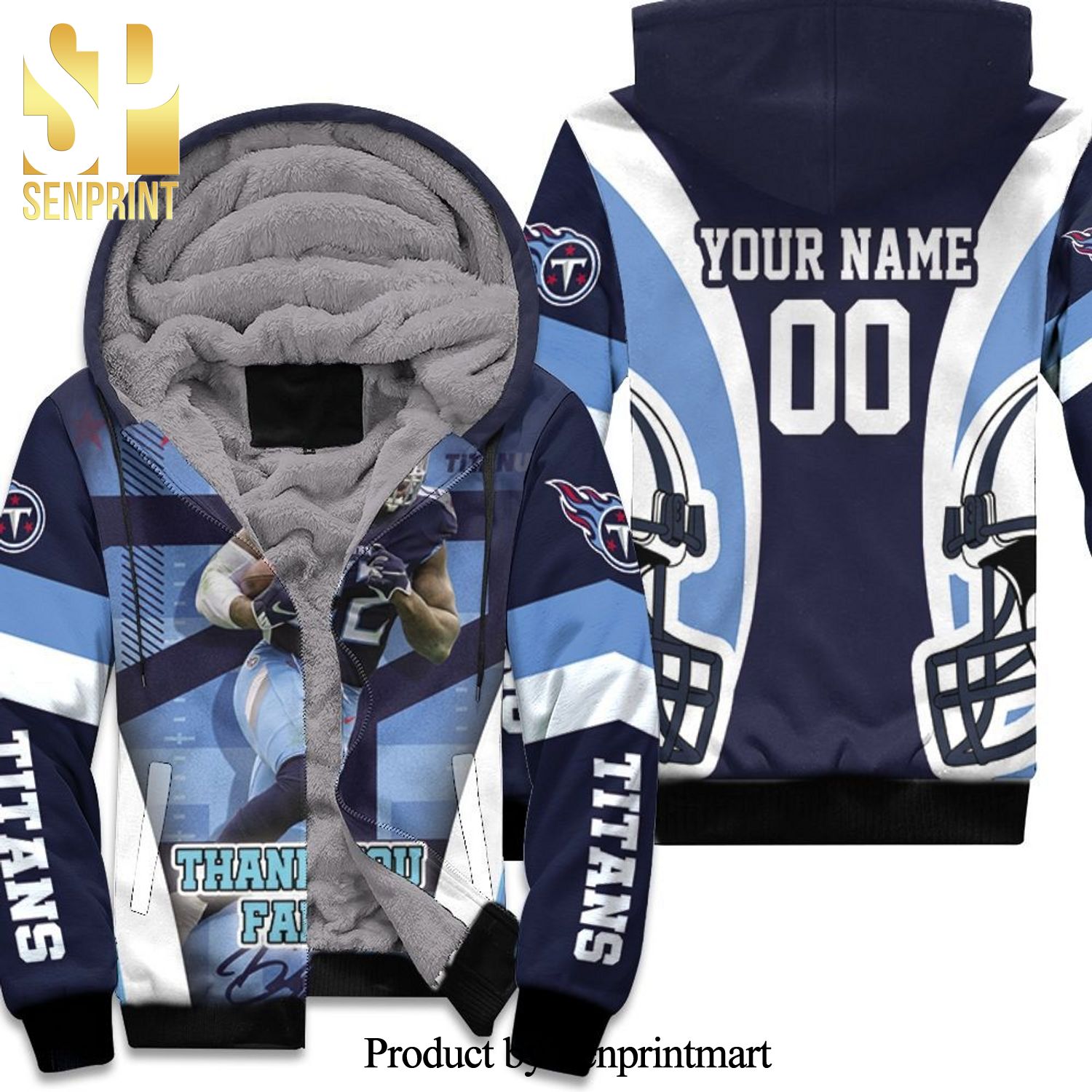 Derrick Henry 22 Super Bowl AFC South Division Super Bowl Personalized New Fashion Full Printed Unisex Fleece Hoodie