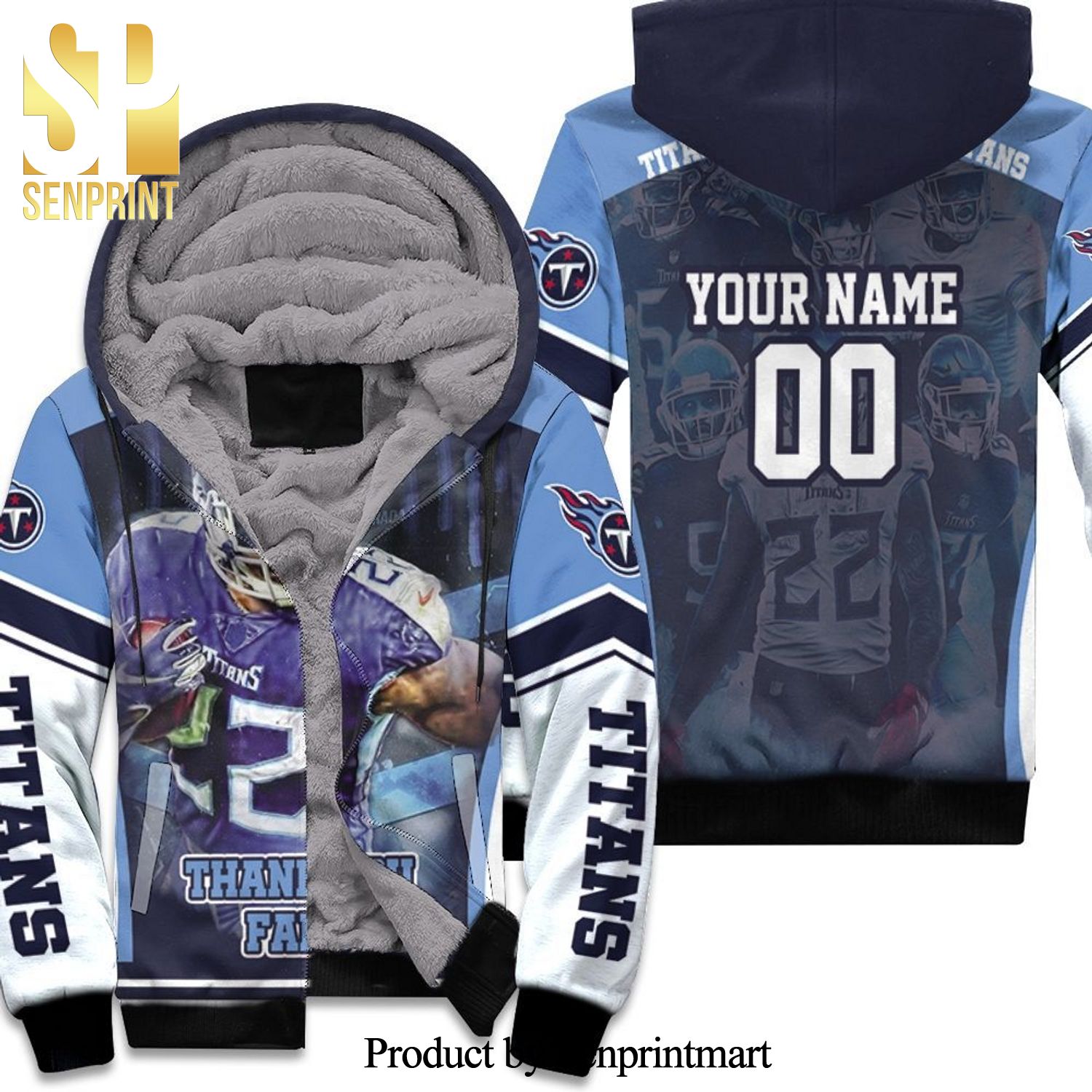 Derrick Henry 22 Tennesee Titans Super Bowl AFC South Division Personalized Hot Fashion 3D Unisex Fleece Hoodie