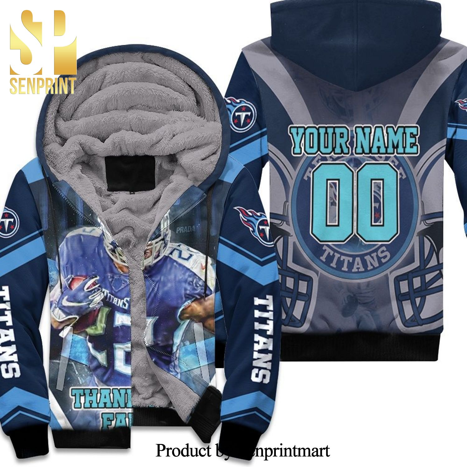 Derrick Henry 22 Tennessee Titans AFC South Division Champions Personalized Hot Outfit All Over Print Unisex Fleece Hoodie
