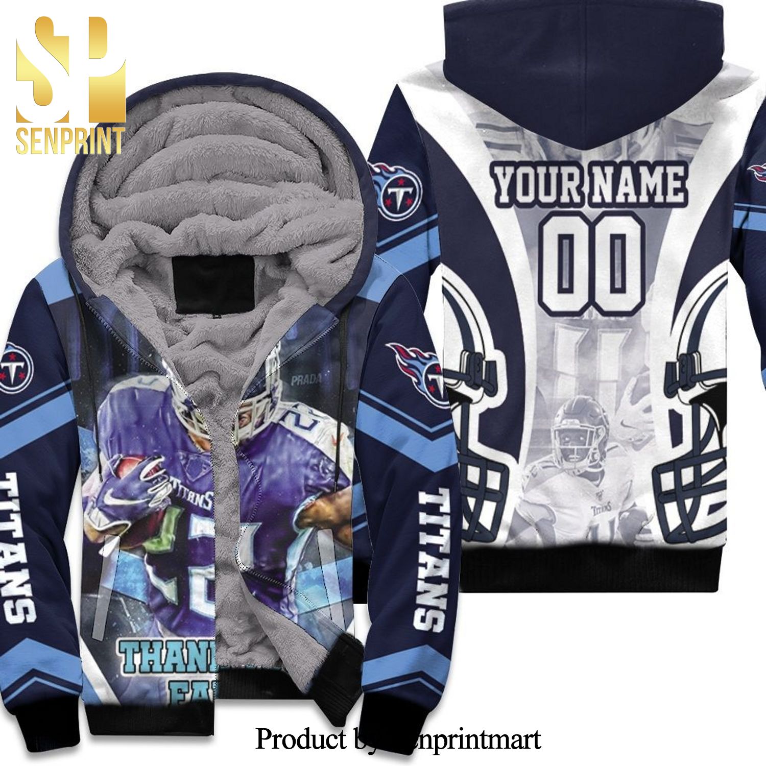 Derrick Henry 22 Thanks You Fan Tennesee Titans AFC South Champions Super Bowl Personalized Best Outfit 3D Unisex Fleece Hoodie