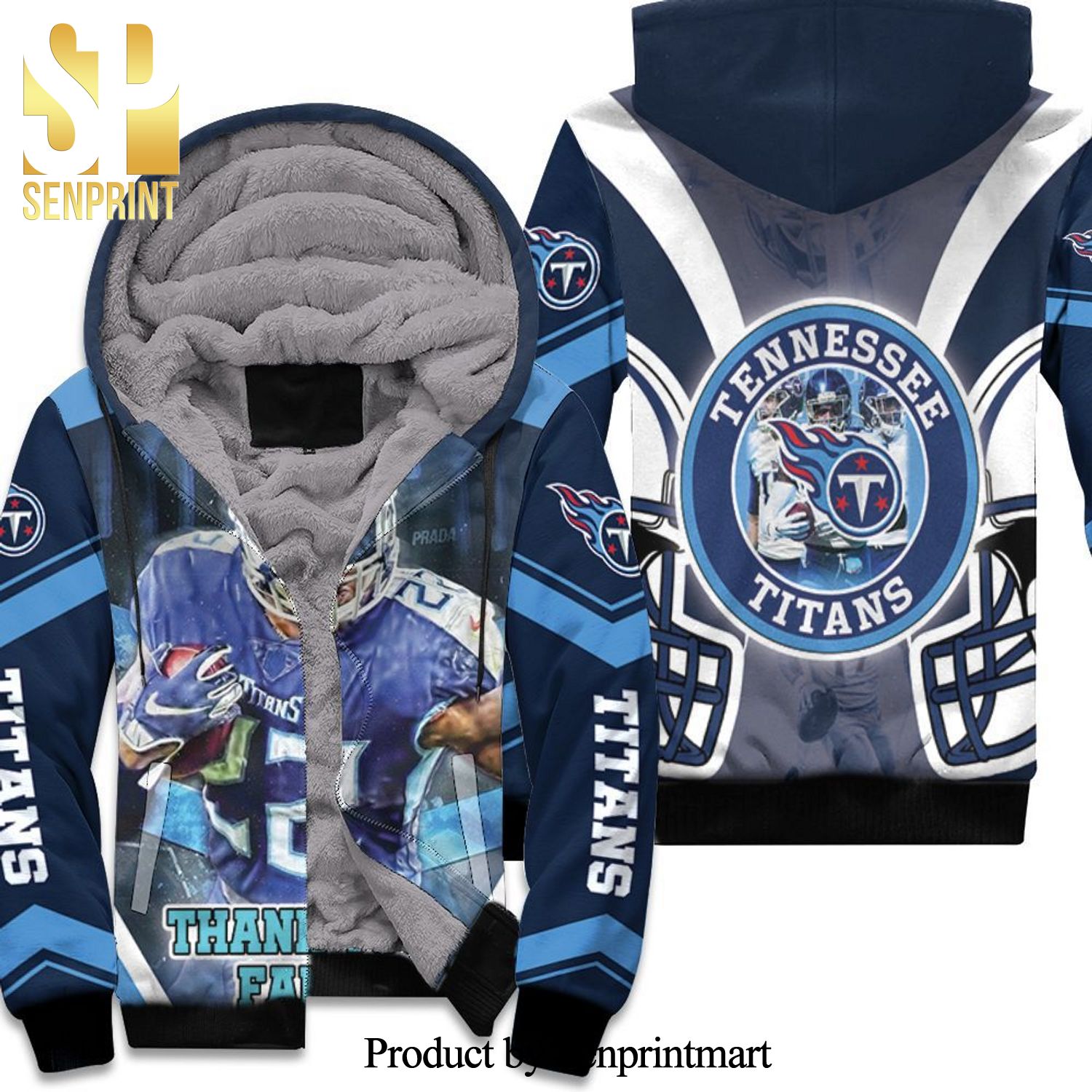 Derrick Henry 22 Thanks You Fan Tennessee Titans AFC South Division Champions Super Bowl Best Combo Full Printing Unisex Fleece Hoodie