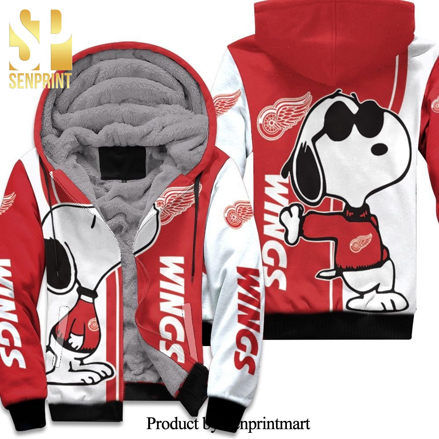 Detroit Red Wings Snoopy Lover Cool Style Unisex Fleece Hoodie