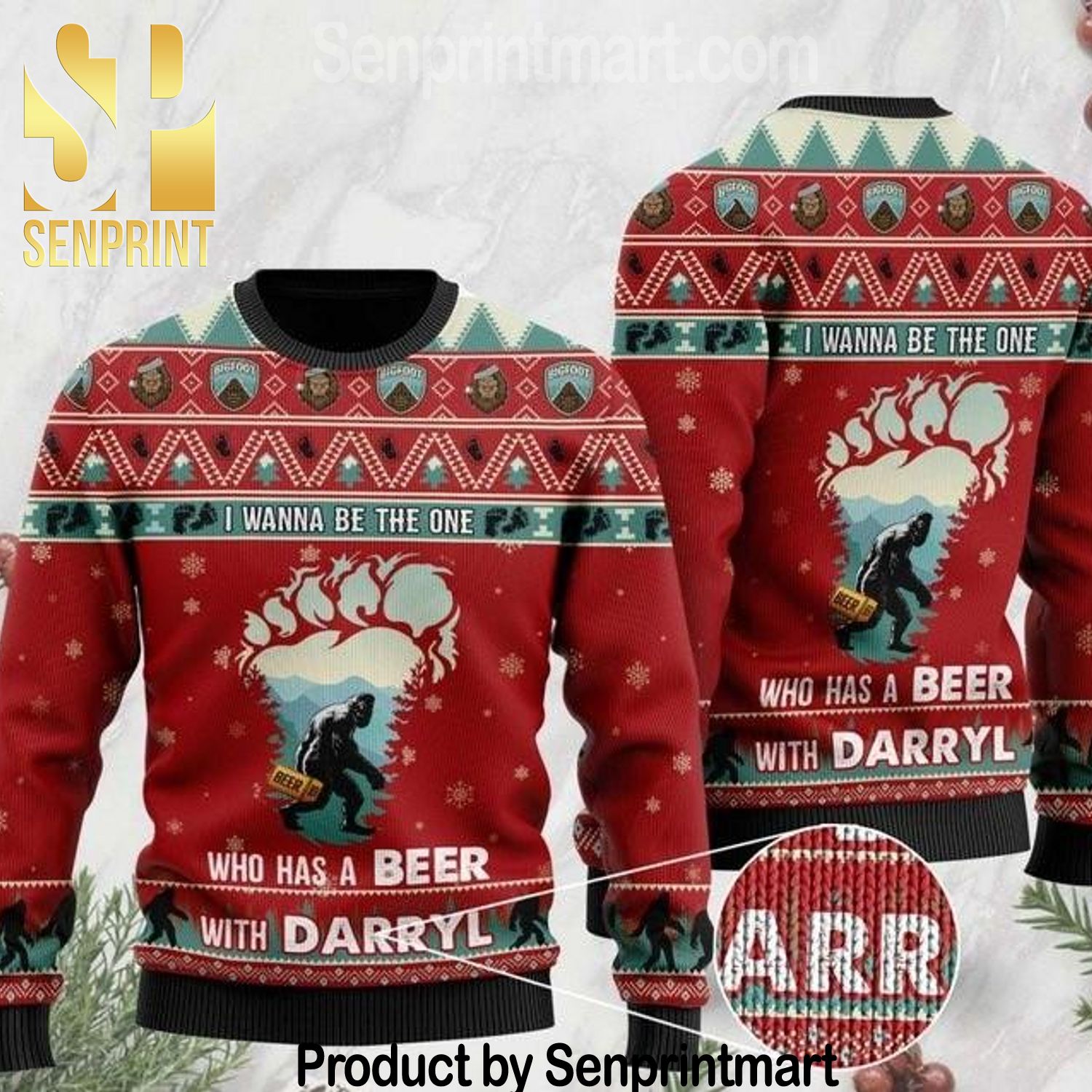 Bigfoot I Wanna Be The One Who Has A Beer With Darryl Xmas Gifts Wool Knitted Sweater