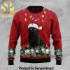 Black Cat Ball Xmas Time All Over Printed Knitted Ugly Christmas Sweater