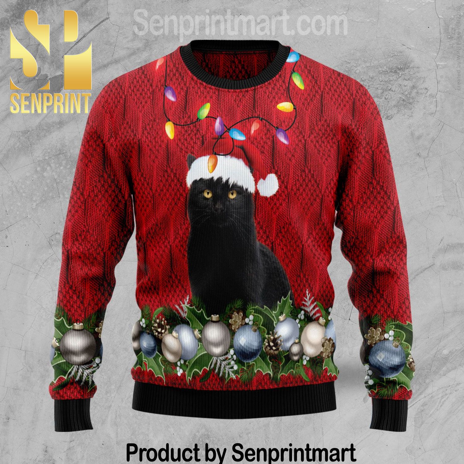 Black Cat Christmas Beauty Chirtmas Time 3D Ugly Xmas Sweater