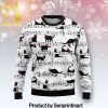 Black Cat Christmas Music Vacation Time Wool Blend Wool Ugly Sweater