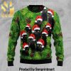 Black Cat Family Christmas Xmas Time Ugly Christmas Wool Knitted Sweater