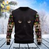 Black Cat Drink Coffee Vacation Time Christmas Wool Sweater