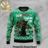 Black Cat Hologram Pattern Xmas Gifts Wool Knitted Sweater