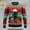 Black Cat Light Xmas Gifts Wool Knitted Sweater