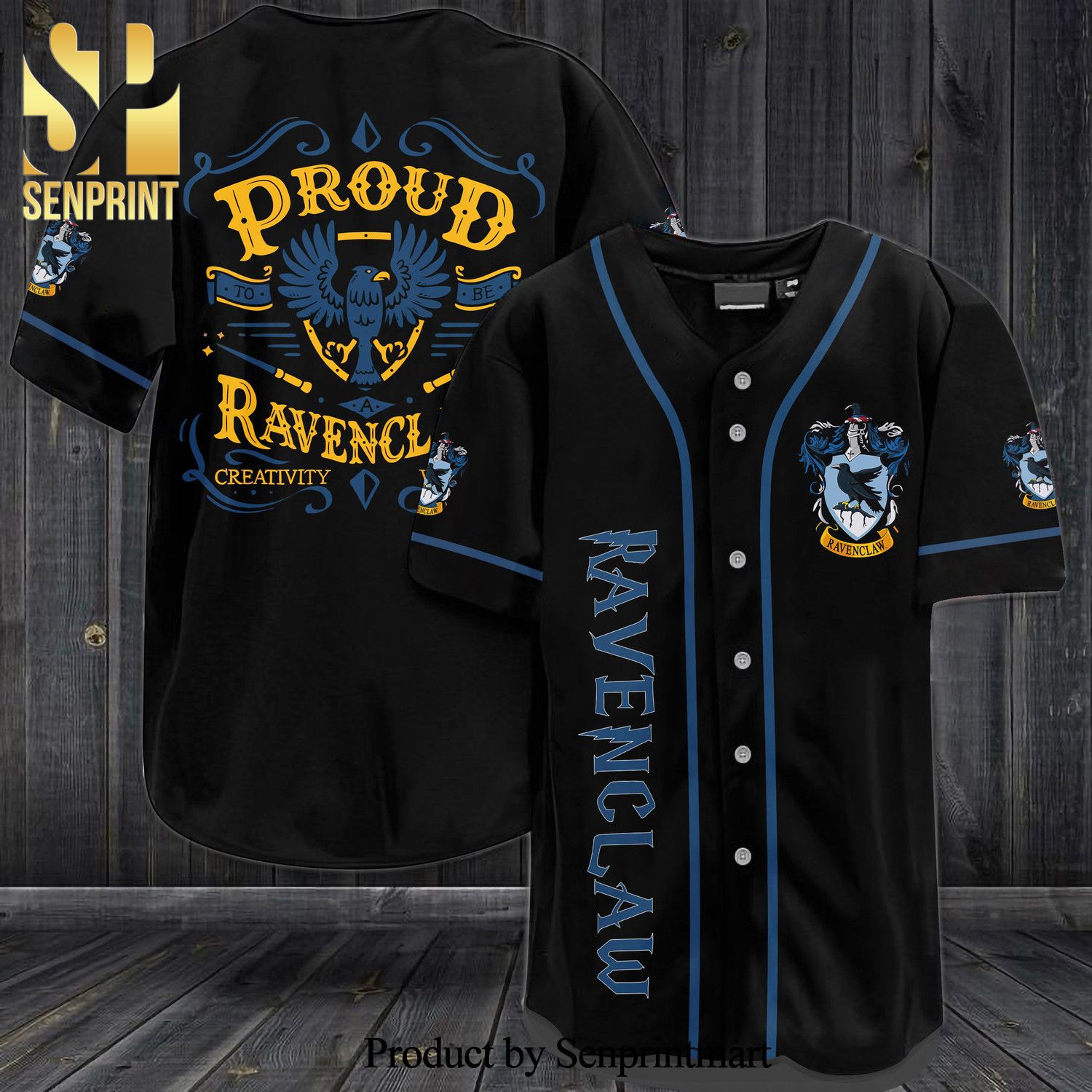 Harry Potter Proud Ravenclaw Hogwarts All Over Print Unisex Baseball Jersey – Black