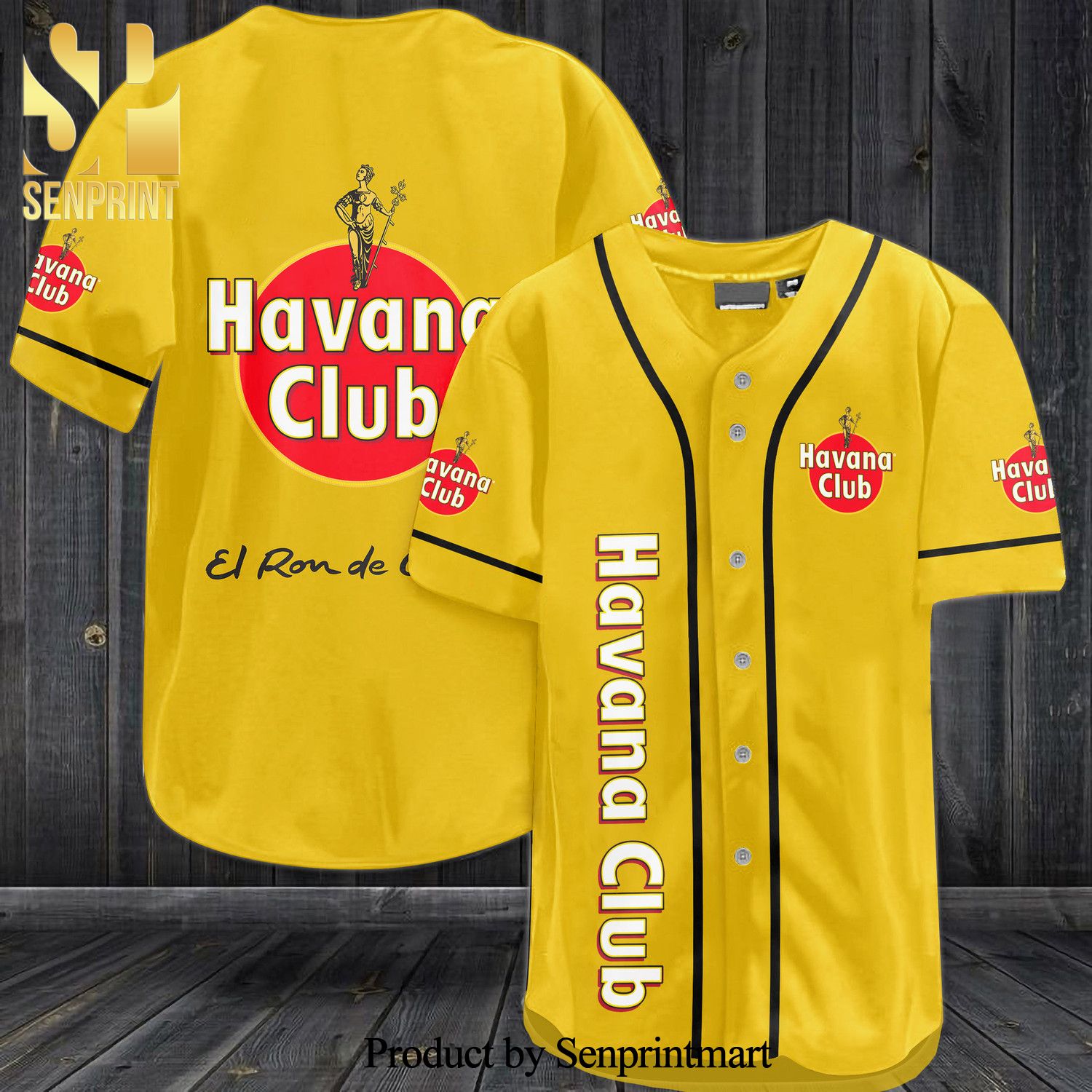 Havana Club Rum All Over Print Baseball Jersey – Yellow