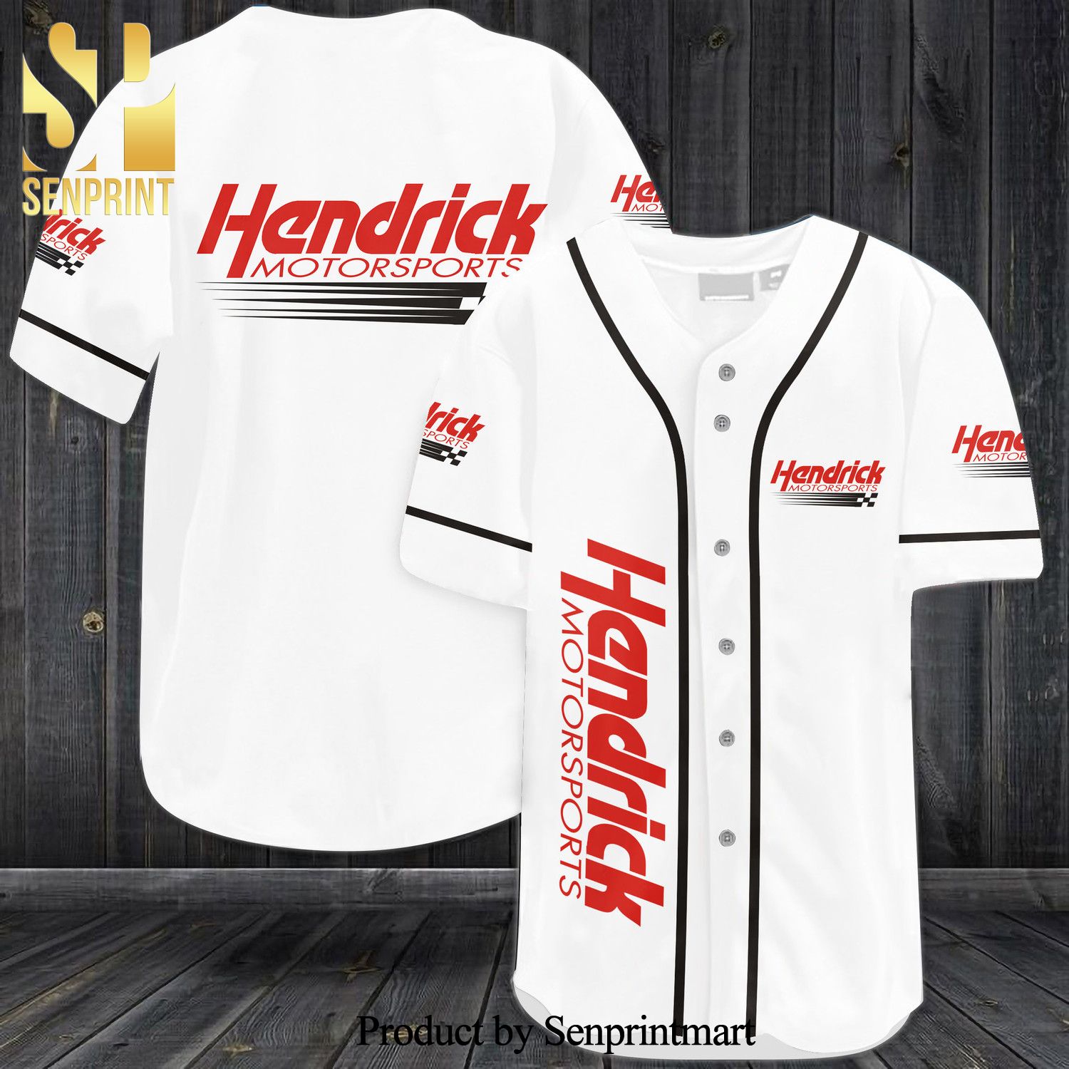 Hendrick Motorsports Car Team All Over Print Baseball Jersey – White