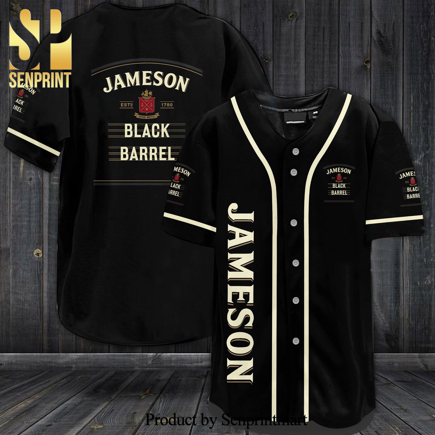 Jameson Black Barrel All Over Print Unisex Baseball Jersey – Black