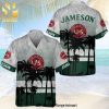 Jameson Irish Whiskey Smoky Green Skull Full Printing Aloha Summer Beach Hawaiian Shirt – Black