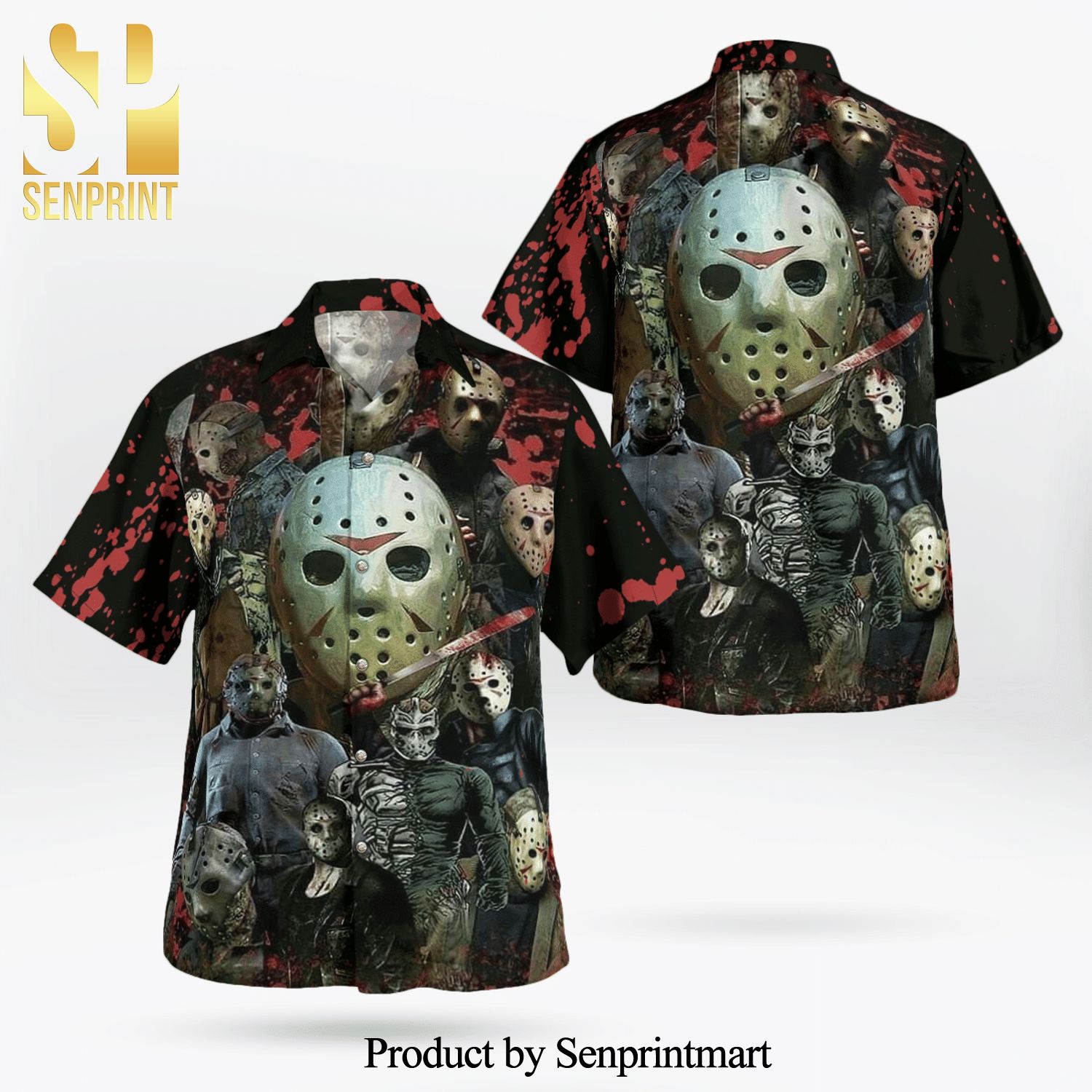 Jason Voorhees Face Friday the 13th Blood Dot Full Printing Hawaiian Shirt