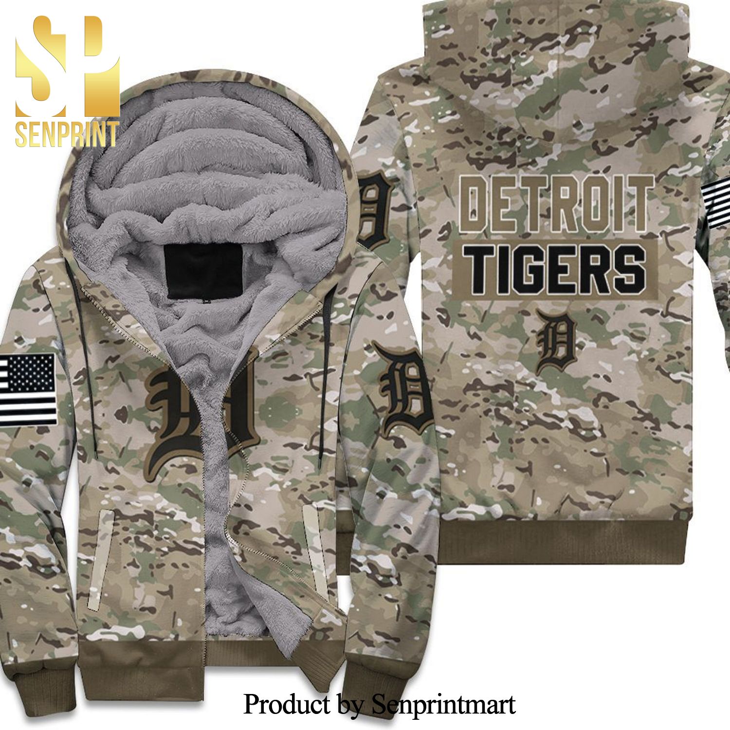 Detroit Tigers Camouflage Veteran Hot Fashion 3D Unisex Fleece Hoodie
